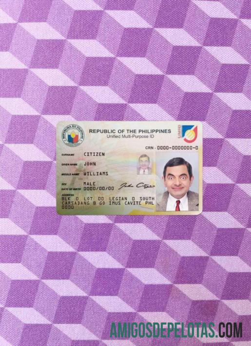 Philippines ID olhar de foto frente exemplo